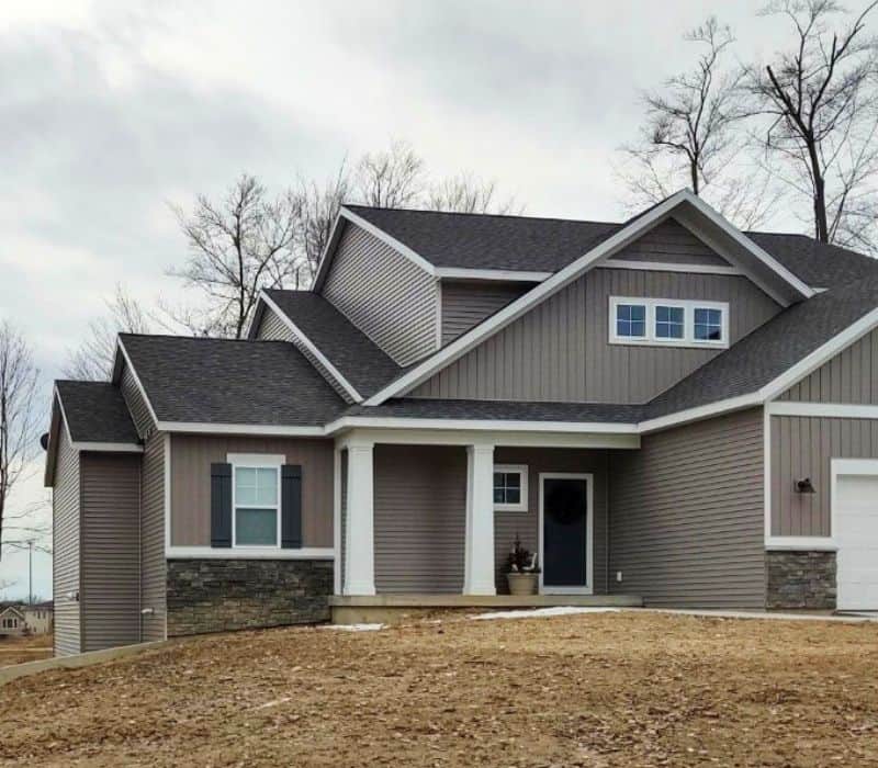new construction with dirt yard